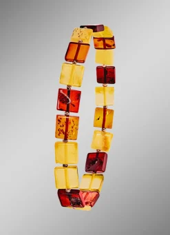 Discount BADER Tolles Armband mit echten bunten Bernstein-Quadraten