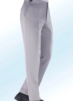 Outlet KLAUS MODELLE MADE IN GERMANY Tragangenehme Bundverstellerhose mit Seitentaschen HELLGRAU MELIERT