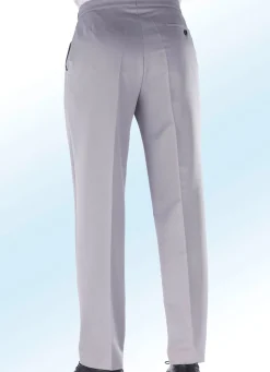 Outlet KLAUS MODELLE MADE IN GERMANY Tragangenehme Bundverstellerhose mit Seitentaschen HELLGRAU MELIERT