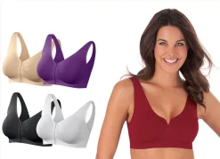Clearance BADER Traum-BH mit Reißverschuss, 5er-Set BEIGE-LILA-ROT-SCHWARZ-WEISS