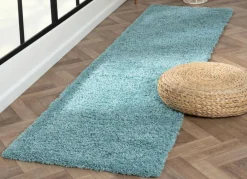 Discount BADER Traumhaft flauschige Brücken und Teppiche in Shaggy-Qualität HELLBLAU