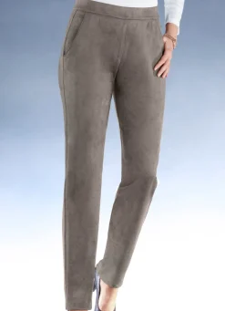 KLAUS MODELLE MADE IN GERMANY Trendige, samtweiche Hose TAUPE