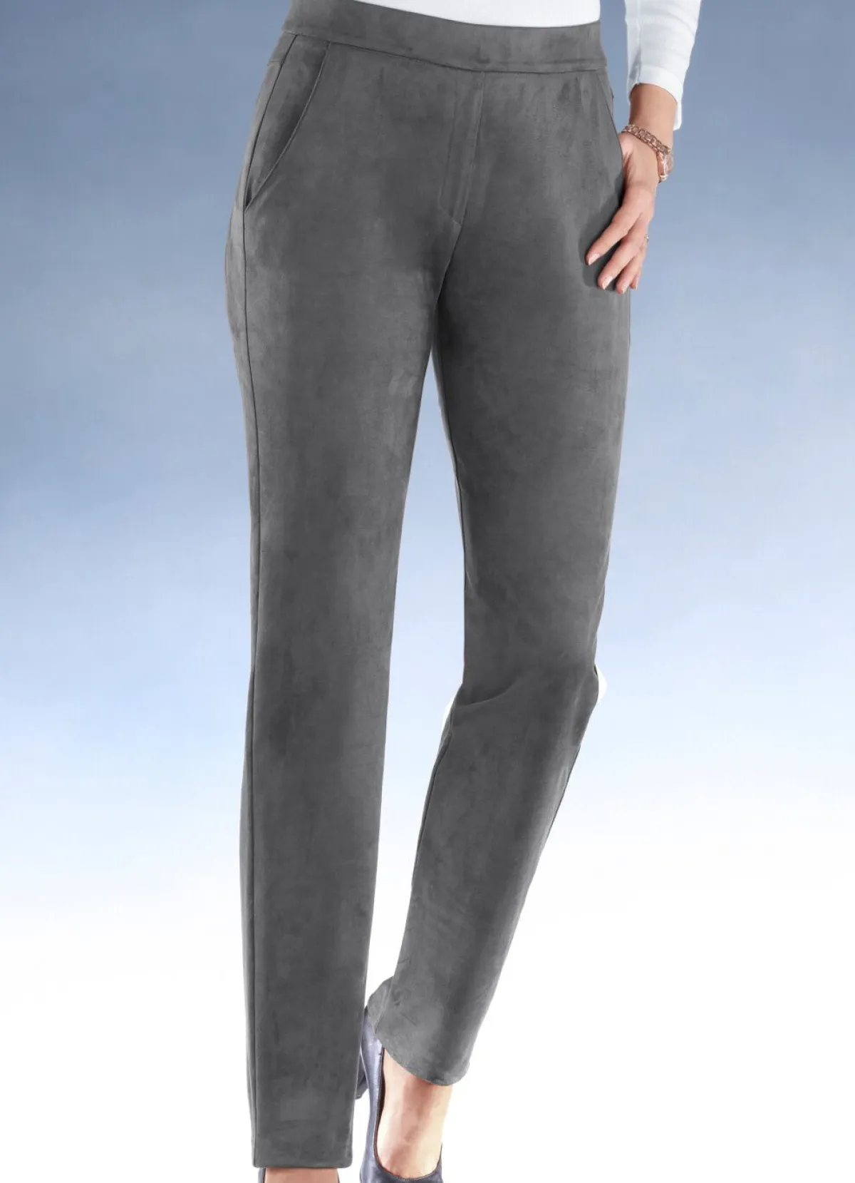 Hot KLAUS MODELLE MADE IN GERMANY Trendige, samtweiche Hose GRAU