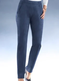 KLAUS MODELLE MADE IN GERMANY Trendige, samtweiche Hose RAUCHBLAU