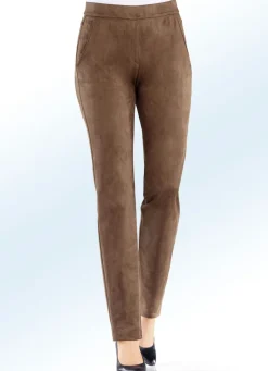 Clearance KLAUS MODELLE MADE IN GERMANY Trendige, samtweiche Hose COGNAC