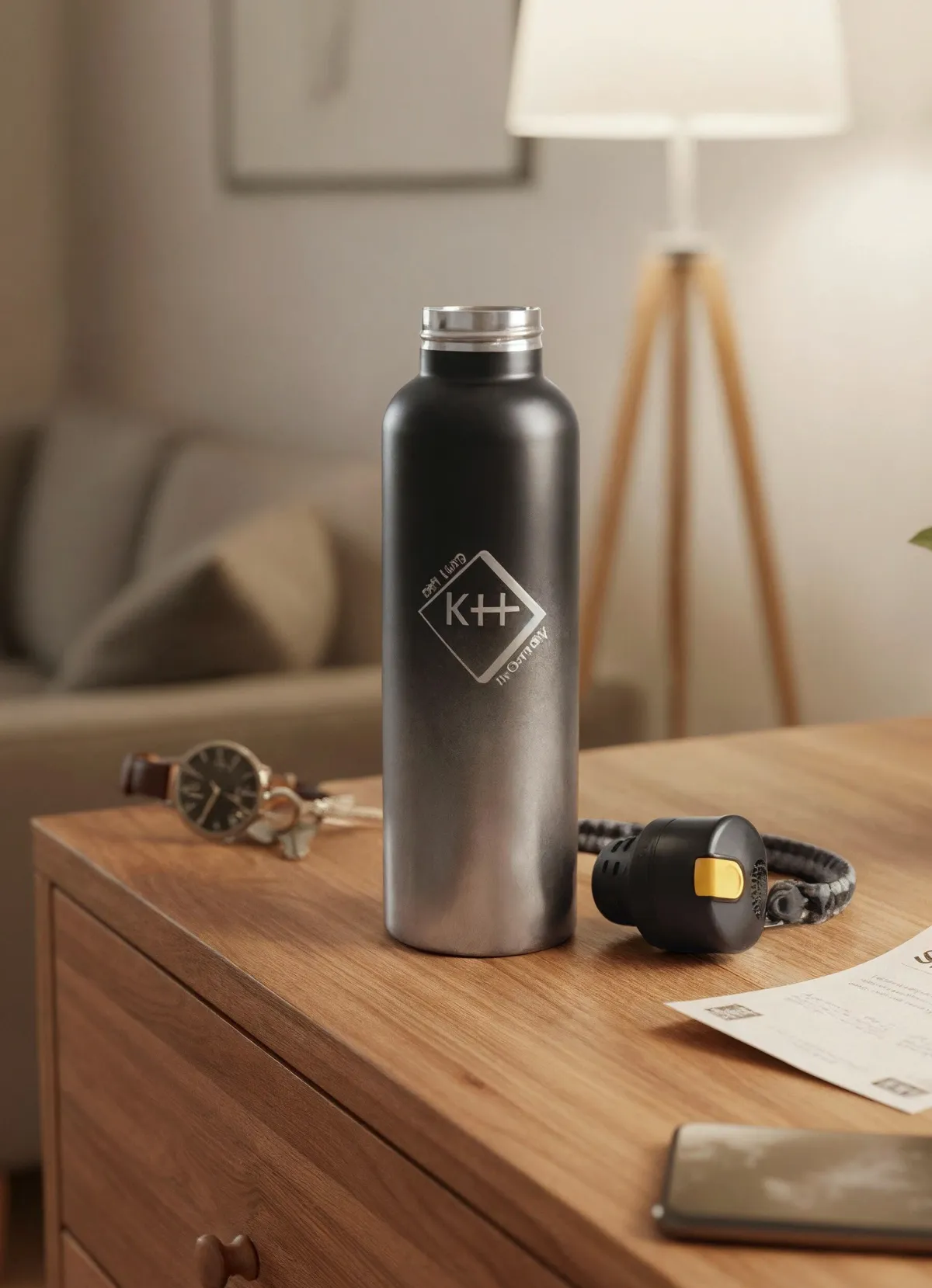 Online BADER Trinkflasche mit Alarm schwarz-grau