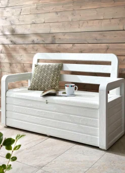 Online BADER Truhenbank in toller Holz-Optik WEISS