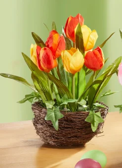 Online BADER Tulpen im Weidekorb ROSA-WEISS