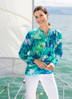 Clearance laurakent Tunika aus Musselin WEISS-TÜRKIS-BLAU-BUNT