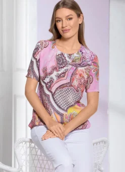 Hot BADER Tunika Made in Europe ROSA-GELB-BUNT