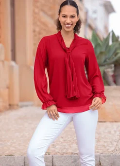 Clearance BADER Tunika mit Bindeschluppe ROT