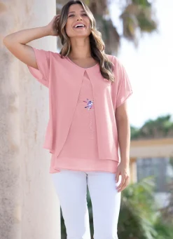 Discount BADER Tunika mit dekorativem Motiv-Druck ROSÉ