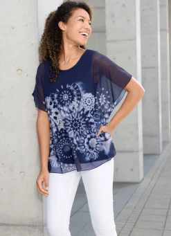 Sale BADER Tunika mit eingearbeitetem Top MARINE-ECRU