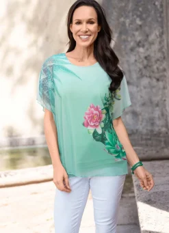 BADER Tunika mit Floraldruck MINT-FUCHSIA-BUNT