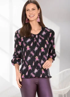 Online BADER Tunika mit Inkjet-Druck SCHWARZ-PINK-BUNT
