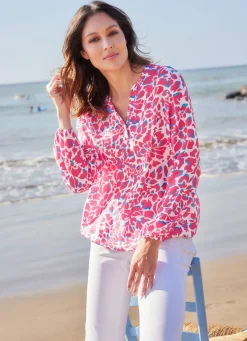 Discount laurakent Tunika mit Stehkragen KORALLE-ECRU-BLAU-BUNT
