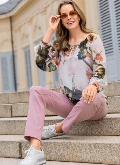 Clearance laurakent Tunika mit tollem Druck ECRU-ROSÉ-OLIV-BUNT