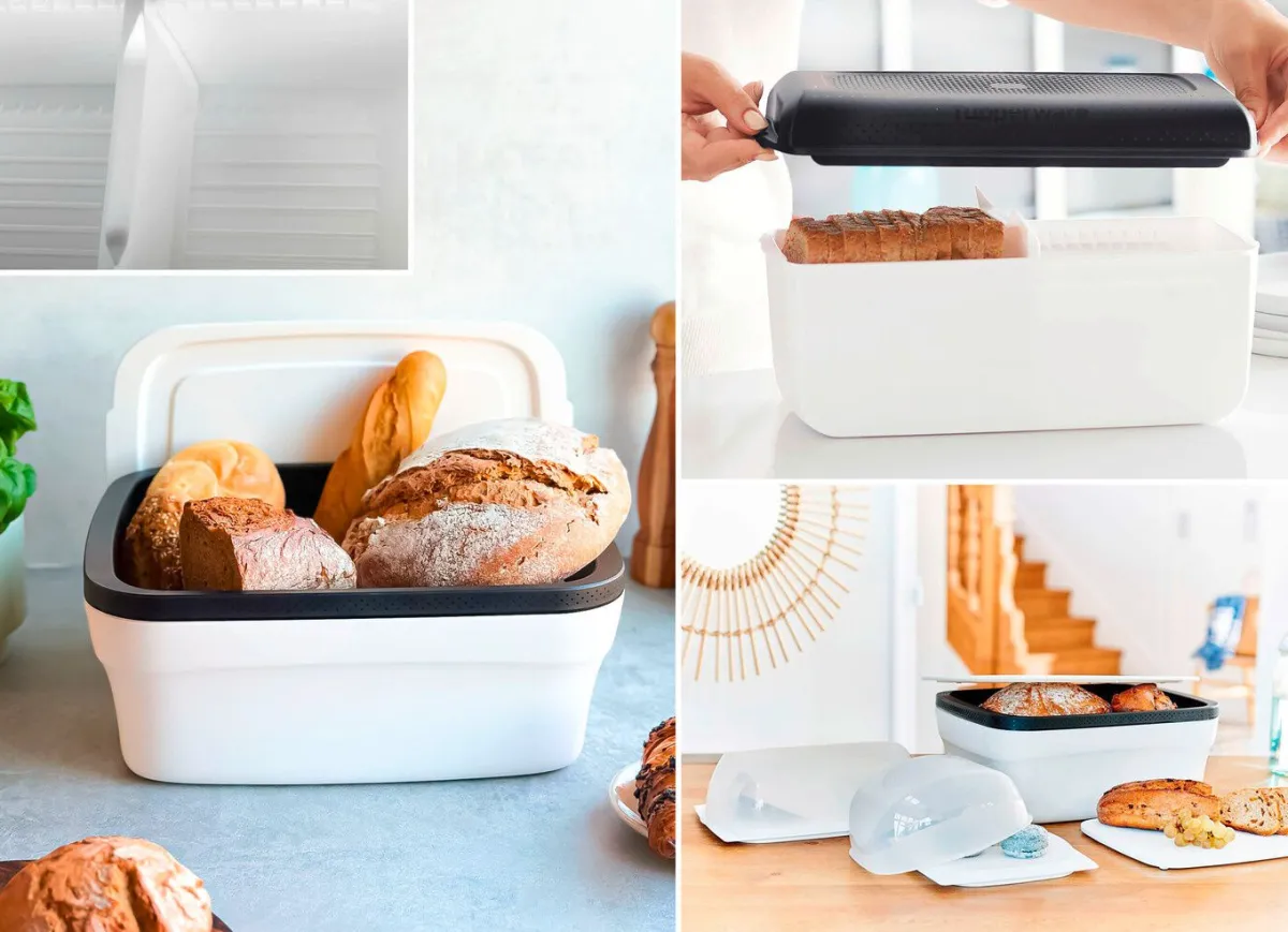 Clearance Tupperware BreadSmart Brotbehälter WEISS-SCHWARZ