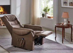BADER TV-Sessel in Lederoptik BRAUN