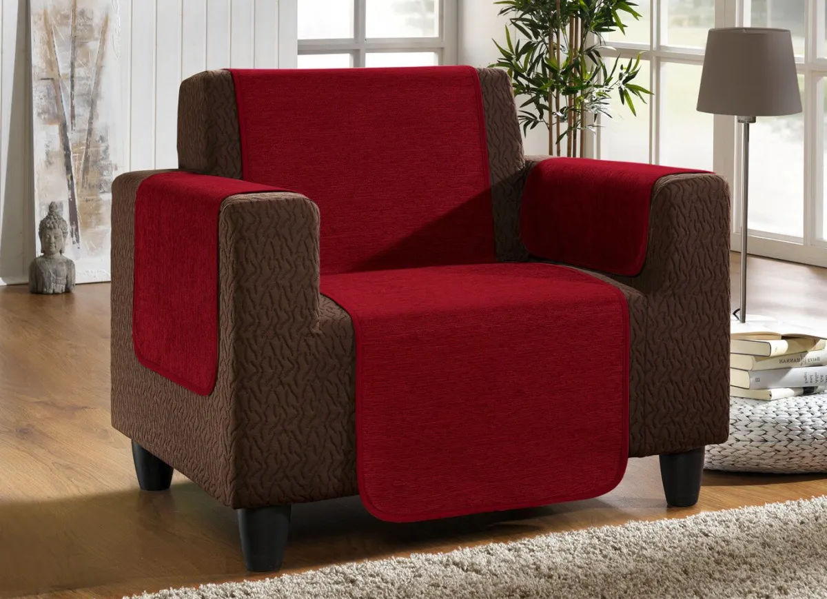 Discount BADER Unempfindliche Sessel-,Couch- und Armlehnenschoner aus Chenille BORDEAUX