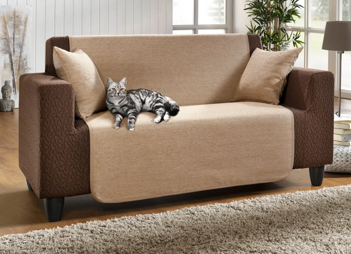 New BADER Unempfindliche Sessel-,Couch- und Armlehnenschoner aus Chenille SAND