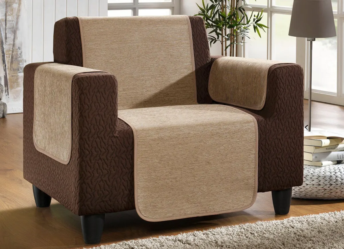 New BADER Unempfindliche Sessel-,Couch- und Armlehnenschoner aus Chenille SAND