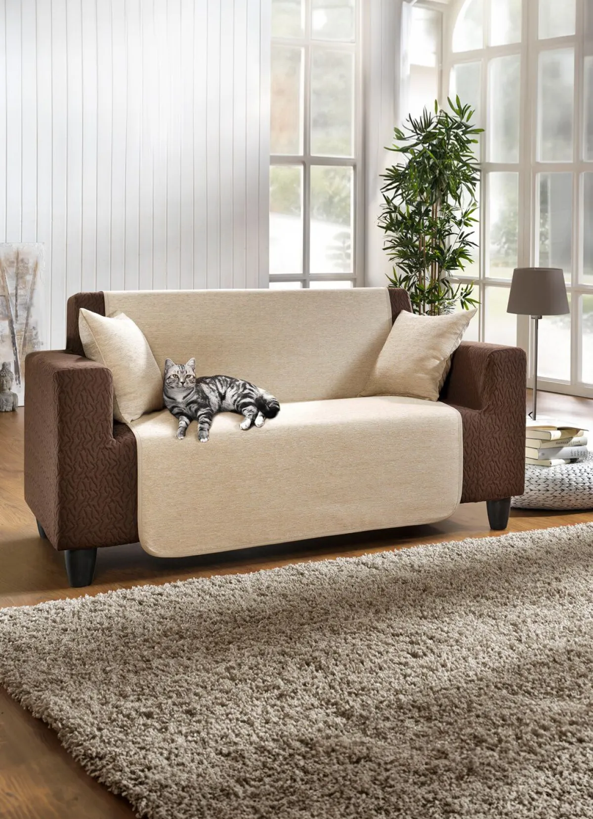 Hot BADER Unempfindliche Sessel-,Couch- und Armlehnenschoner aus Chenille CREME