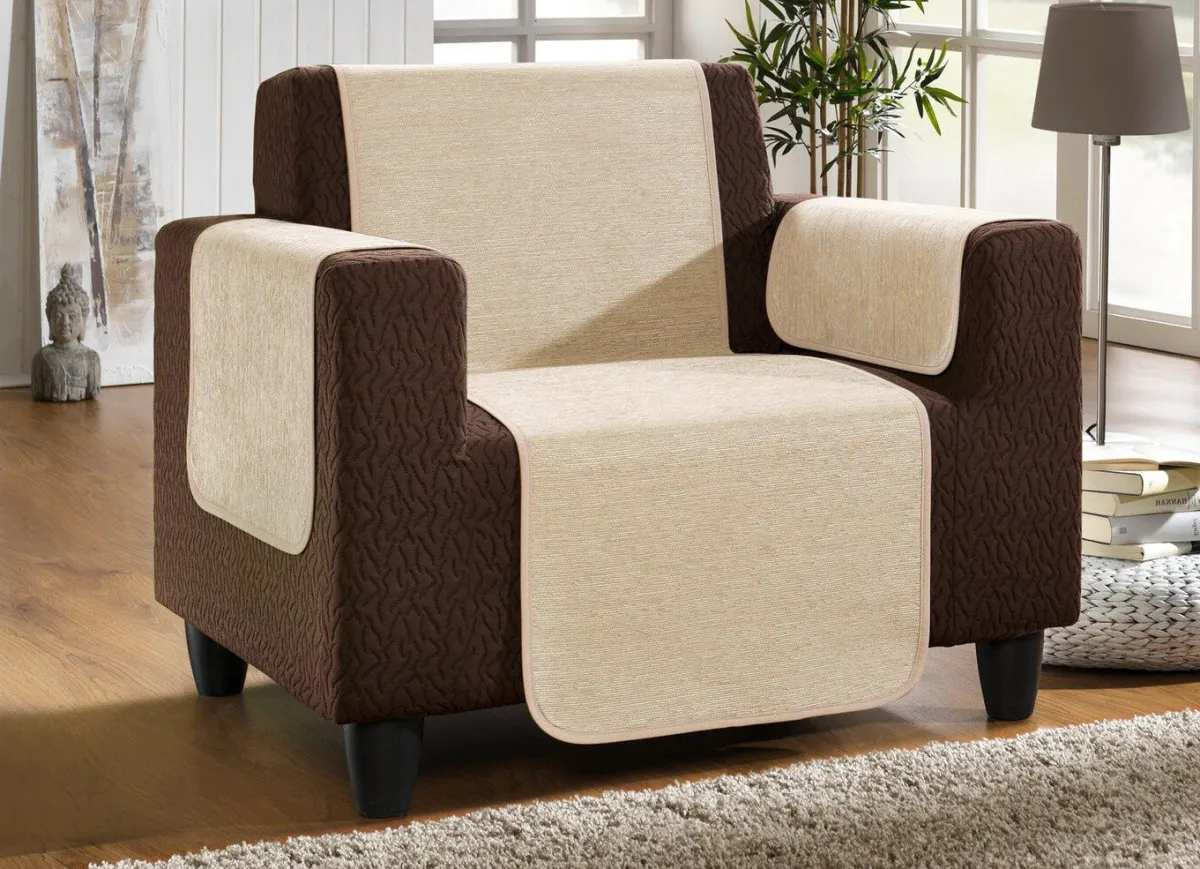 Hot BADER Unempfindliche Sessel-,Couch- und Armlehnenschoner aus Chenille CREME