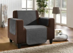 Hot BADER Unempfindliche Sessel-,Couch- und Armlehnenschoner aus Chenille ANTHRAZIT
