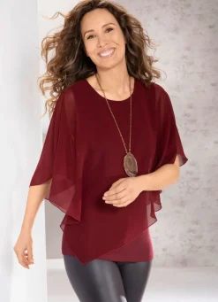 Online BADER Unifarbene Poncho-Tunika BORDEAUX