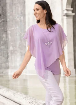BADER Unifarbene Poncho-Tunika FLIEDER