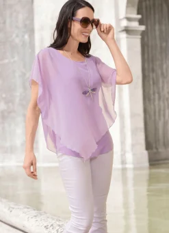 BADER Unifarbene Poncho-Tunika FLIEDER
