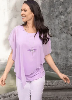 BADER Unifarbene Poncho-Tunika FLIEDER