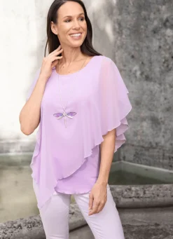 BADER Unifarbene Poncho-Tunika FLIEDER