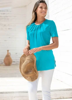 Outlet BADER Unifarbene Shirt-Tunika TÜRKIS