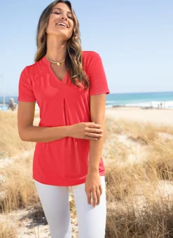 Discount BADER Unifarbene Shirt-Tunika KORALLE