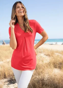 Discount BADER Unifarbene Shirt-Tunika KORALLE