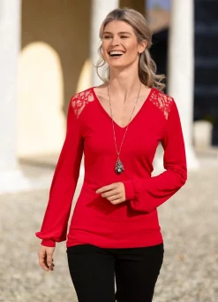 Best BADER Unifarbene Shirt-Tunika ROT
