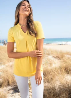 Discount BADER Unifarbene Shirt-Tunika GELB