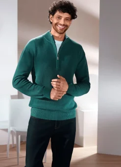 Best BADER Unifarbener Stehkragenpullover in 3 Farben PETROL