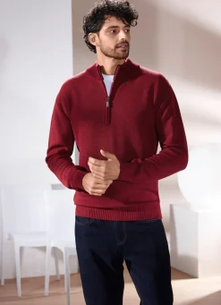 Sale BADER Unifarbener Stehkragenpullover in 3 Farben ROT