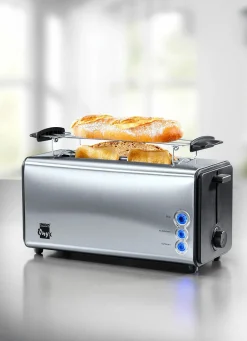 New UNOLD Doppel-Langschlitz-Toaster für bis zu 4 Toasts gleichzeitig EDELSTAHL