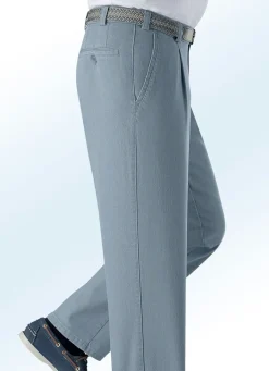 Discount BADER Unterbauch-Jeans mit Gürtel in 2 Farben MITTELGRAU