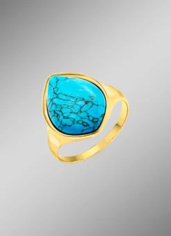 New BADER Vergoldeter Damenring mit Türkis