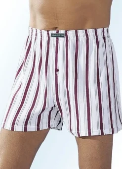 Clearance BADER Viererpack Boxershorts, bunt gestreift 2X WEISS-BORDEAUX, 1X WEISS-SMARAGD, 1X WEISS-NAVY