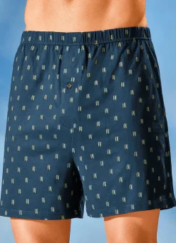 BADER Viererpack Boxershorts, bunt dessiniert 2X SCHWARZ-BUNT, 2X BLAU-BUNT