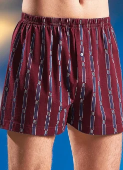 New BADER Viererpack Boxershorts, bunt dessiniert 2X INDIGO-KOBALT-WEISS, 2X BORDEAUX-KOBALT-WEISS