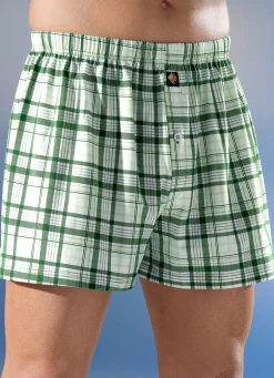BADER Viererpack Boxershorts, kariert 2X WEISS-MARINE-BUNT, 2X WEISS-GRÜN-BUNT