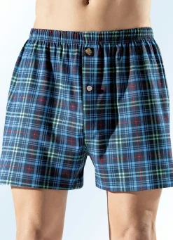 Best BADER Viererpack Boxershorts mit Karodessin 2X MARINE-GRÜN-BUNT, 2X MARINE-GELB-BUNT