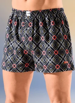 Online BADER Viererpack Boxershorts mit Dehnbund 2X MARINE-BUNT, 2 X UNI MARINE